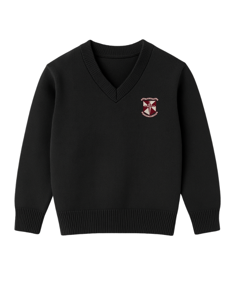 St Pauls Black V Neck Jumper