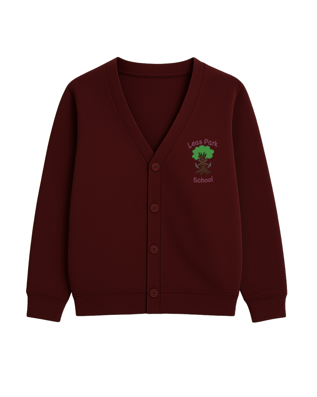 Leas Park School Burgundy Cardigan