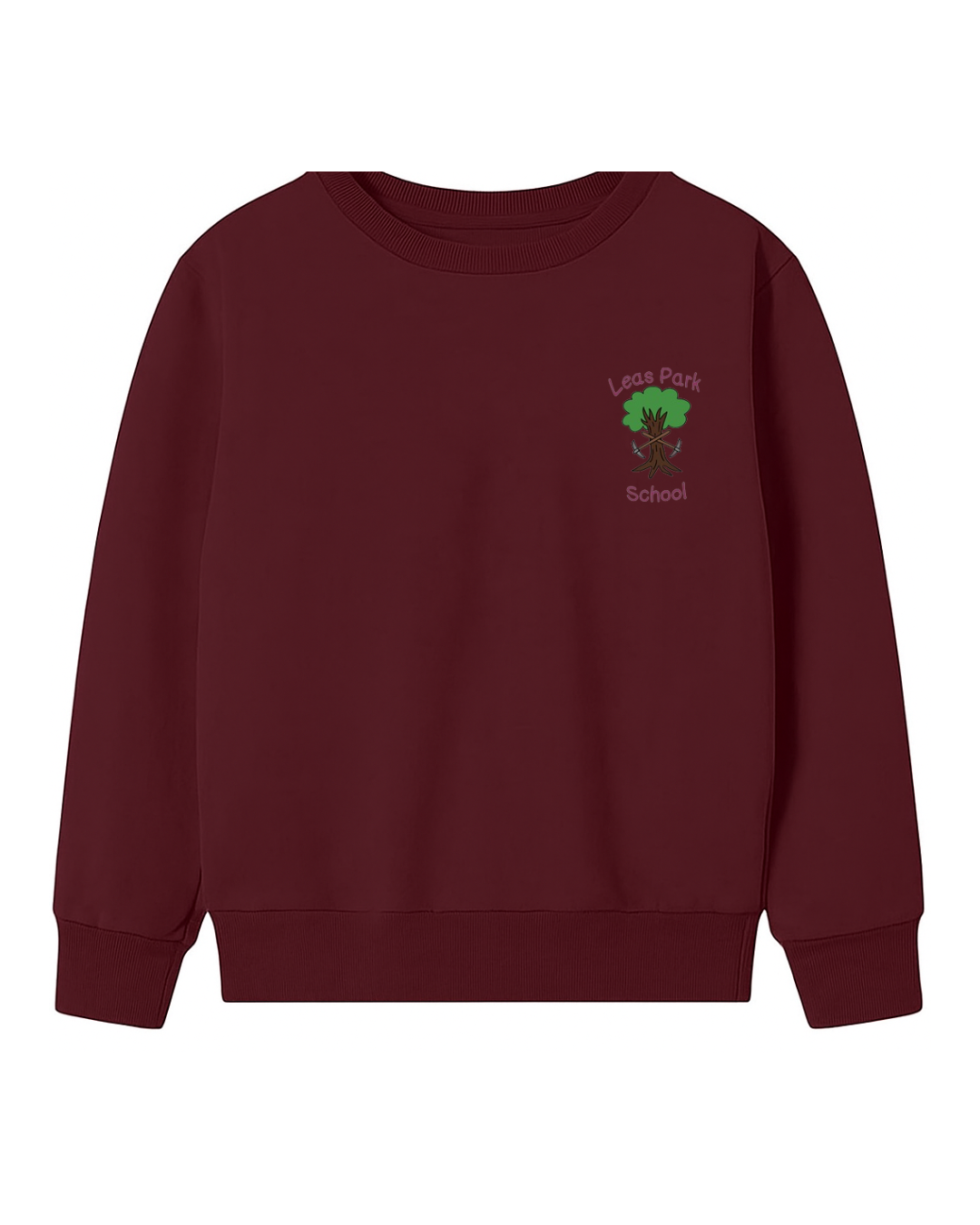 Leas Park School Burgundy Crew Neck Jumper